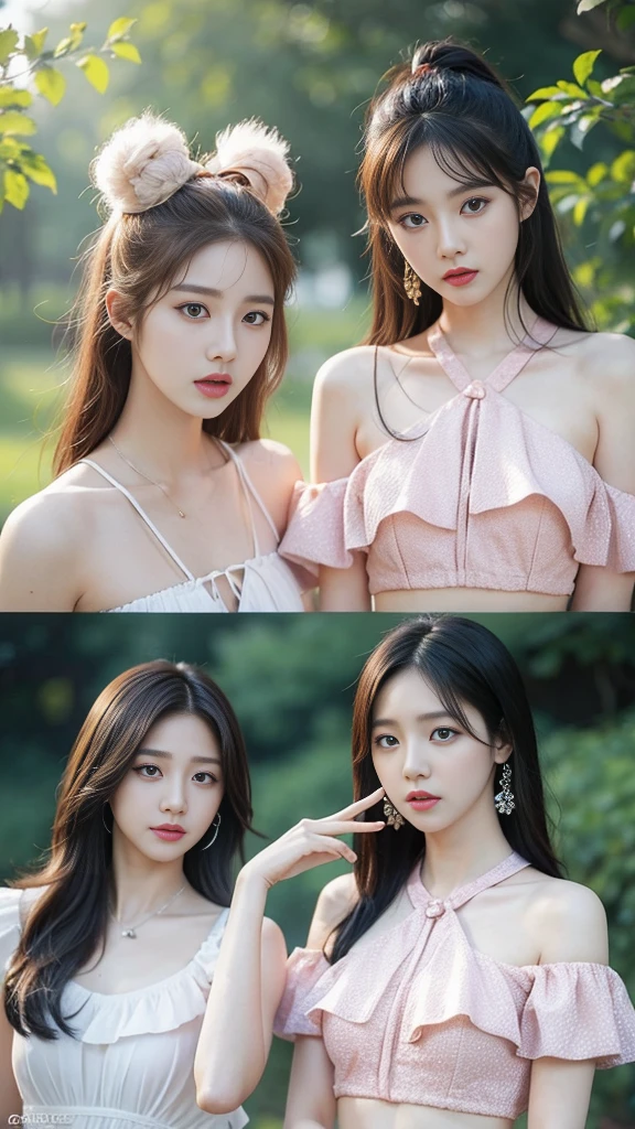 Photorealistic album covers of whimsical K-pop girl groups