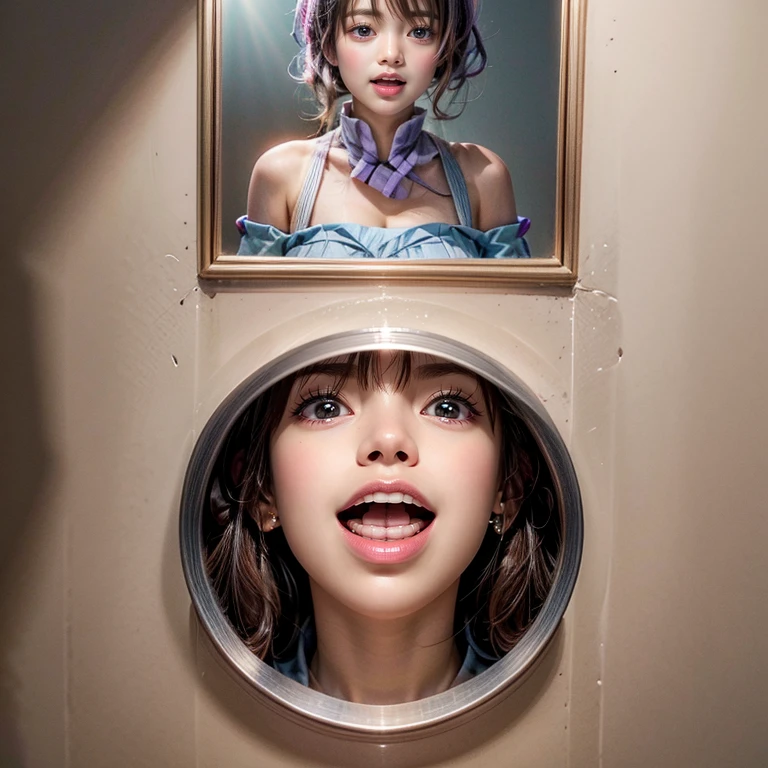 ((through wall)), SchoolGirls wearing uniforms, PUNIPUNI Radiant PearlSkin with Transparency, no legwear, PriceTags NamePlate . (Character concept art), Different types of hair colors, (((NOGIZAKA face variations)))  Extremely Detailed very KAWAII face variations, perfect anatomy, Childish CaptivatingGaze Elaborate Pupil with (sparkling highlights:1.2), DoubleEyelids with Detailed[Voluminous LongEyelashes], Small GlossyRedLips with BeautifulDetails, CoquettishTongue, PUNIPUNI RosyCheeks  { (Dynamic Joyful Expressions LifeLike Rendering:1.4) | (:d) }, (large eyes:-1) . (Acutance:0.8) NSFW_MouthGloryHole_ownwaifu