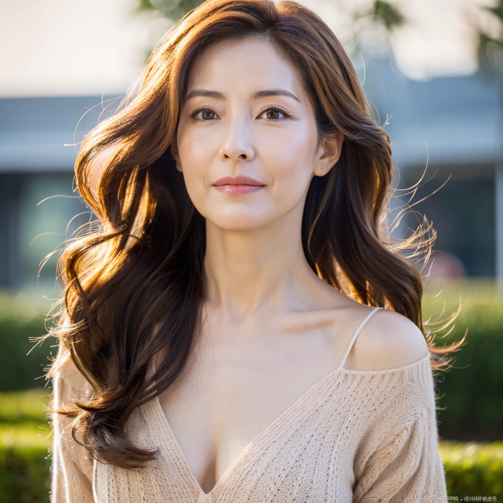 Beautiful mature woman with wavy long hair, she is alluring, Sexy Mature, Ultra-high resolution,(Realistic:1.4), ((Highest quality)), ((masterpiece)), (be familiar with),