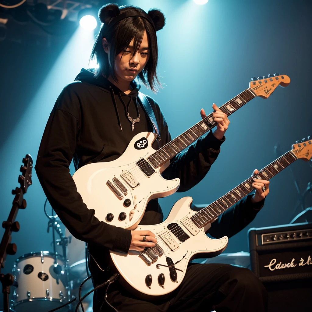 Panda,guitar,rock