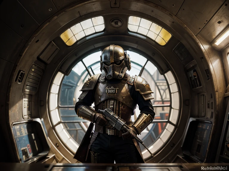 fondos de pantalla de warhammer 40k star wars, al estilo de canon eos 5d mark iv, grado gótico, intensidad de cerca, gris y dorado, disfraces elaborados,insignia del águila dorada, disparo en 70 mm --ar 16:9 --q 2 --s 1000 🌷🧚♀️⏳, Highly Detailed Science Fiction Painting By Norman Rockwell, Ernst Haeckel, Jason Rainville, And Syd Mead. Rich Colors, High Contrast, metal and glass, polished, Trending On Artstation