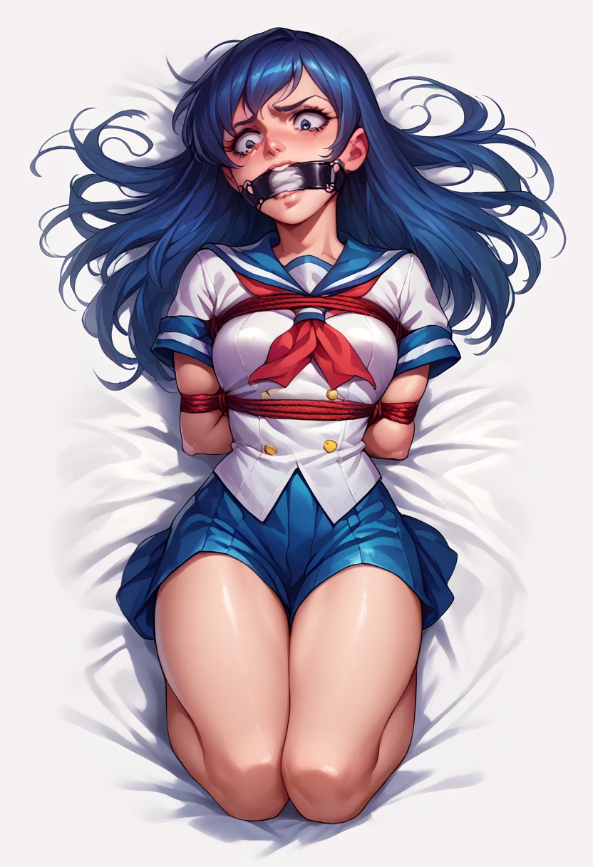 Score 9, Score 8 up, Score 7 up, The rating is questionable,
Detailed Background, Shiny skin,
Cure Marine,
gag,Sitting on a chair with her chest tied(Hands behind back),Lying down,Struggling,Sailor suit
