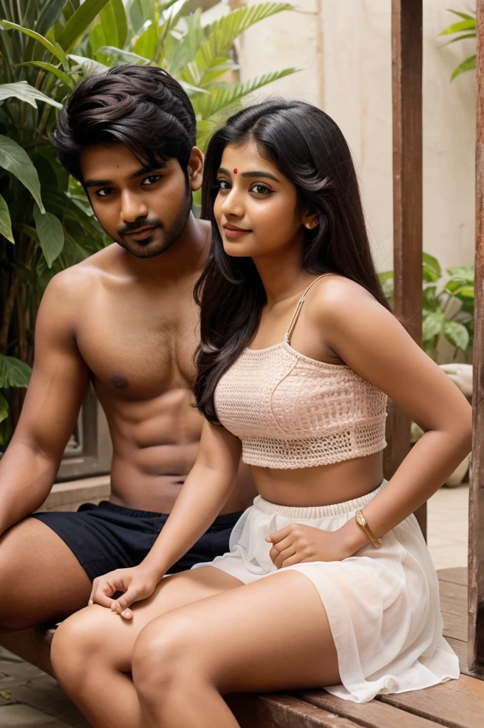 A cute girl name pranchal sitting near a cute boy abhi