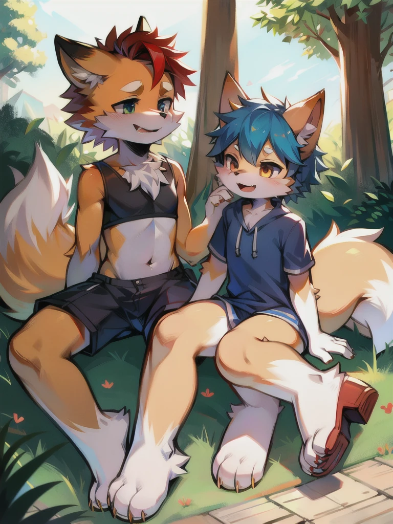 shota, orange fox, Boy, fox boy, park, outdoor, ahegao, open penis, nsfw, Expose, shadow, cum on face, sit, skinny, Sweat, sex toy, dildo, big dildo, dildo in mouth,