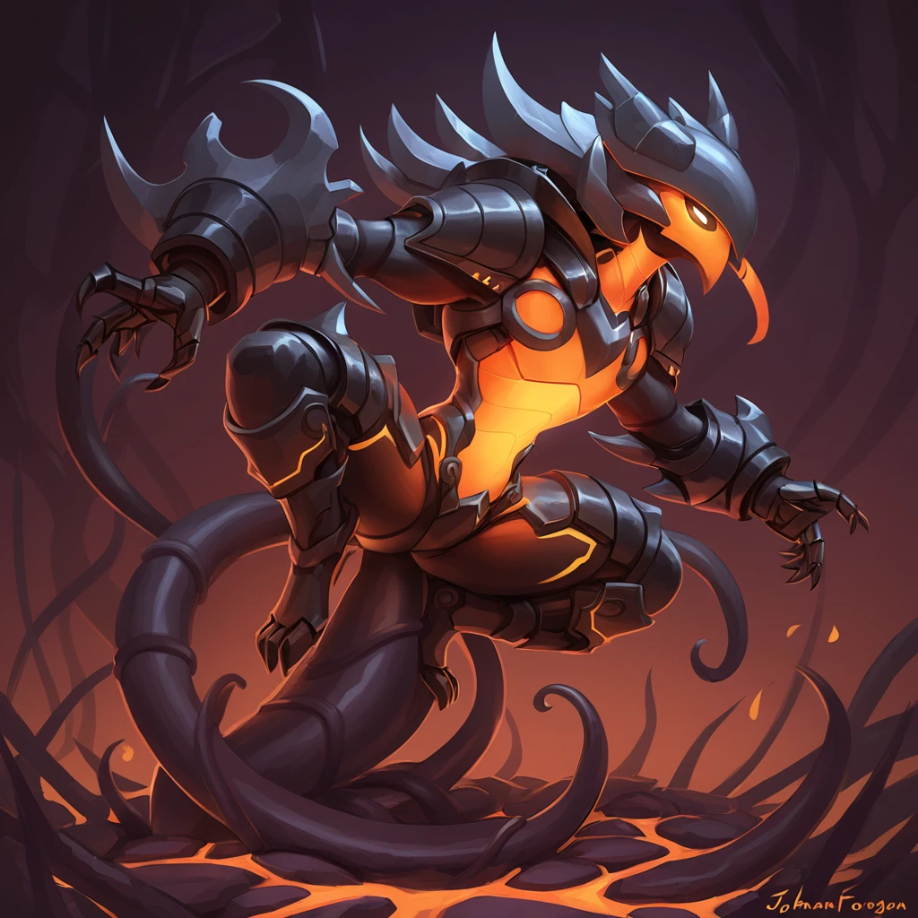 Johann, Ironforged Hero in tentacle  insect art style