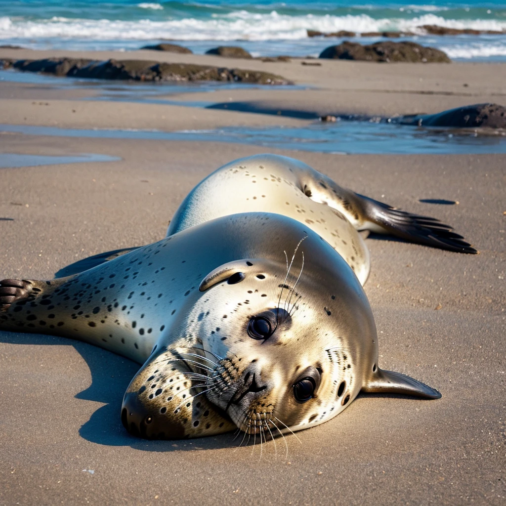 A tired seal is resting.