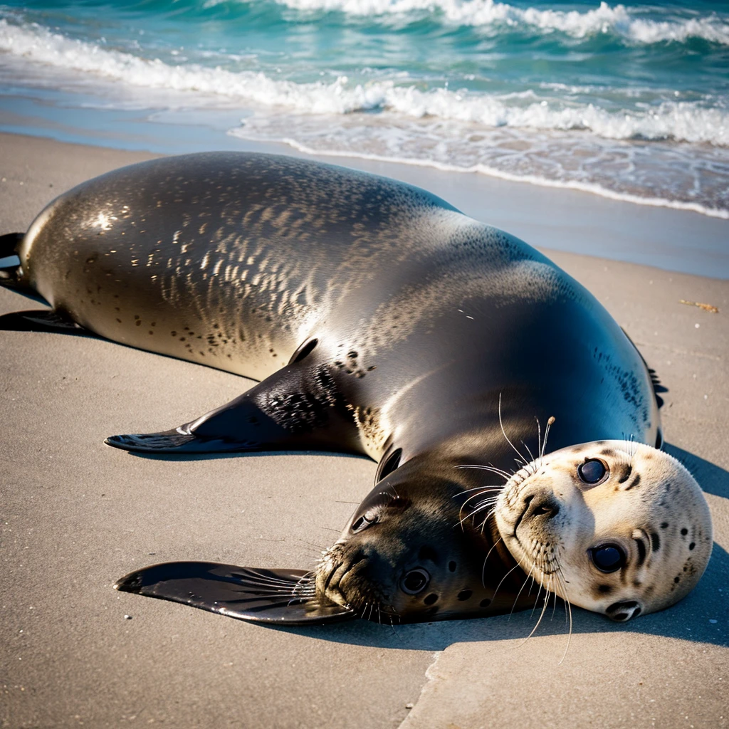A tired seal is resting.
