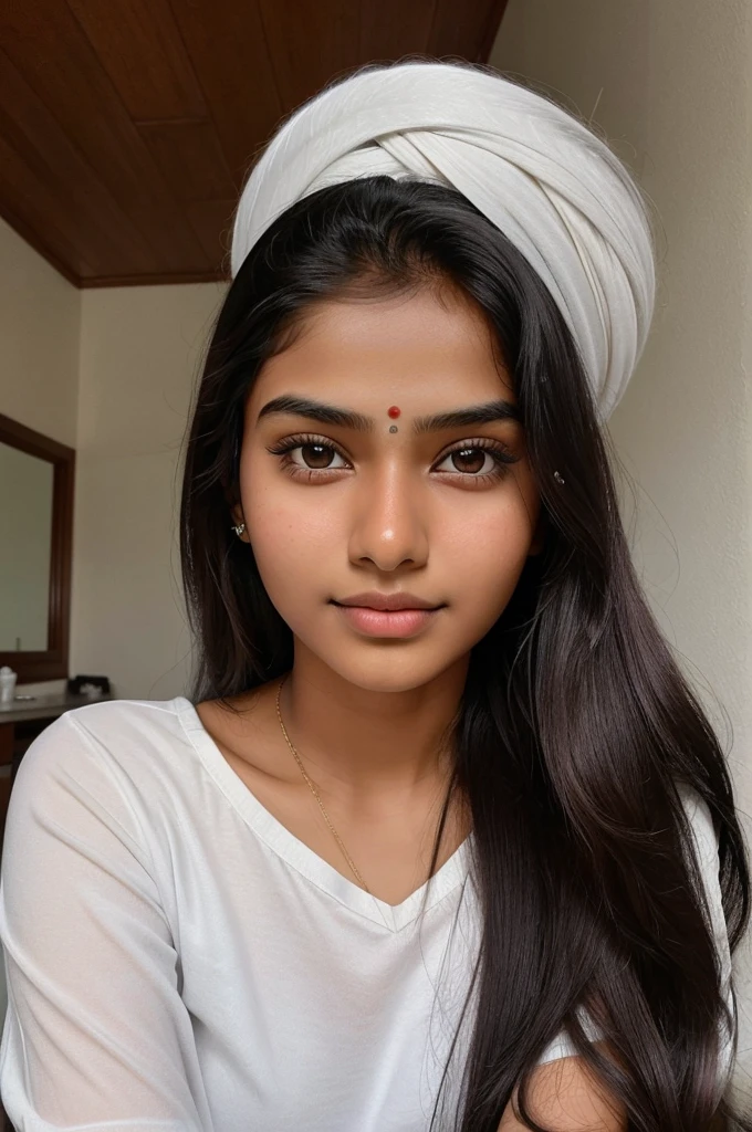 Create an AI-generated image of a 22-year-old Indian girl with a zero figure. She should have a round-shaped mouth, and her skin tone should be Indian white. The girl is 5'6" tall.