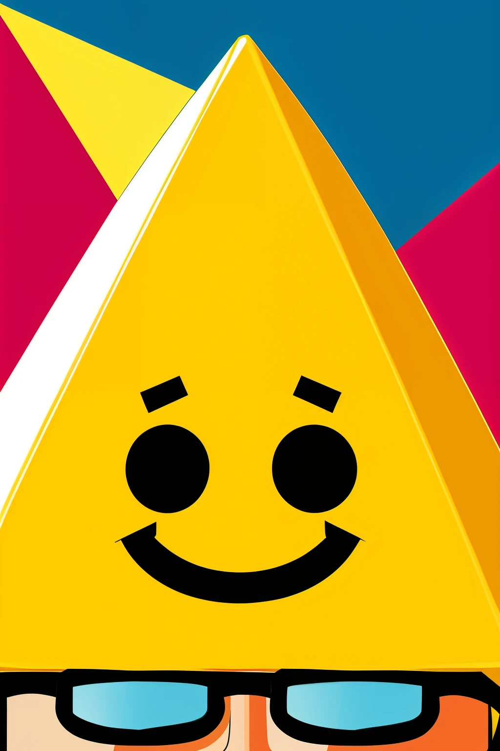 Piramid head with smiley face and sun glasses cartoon style