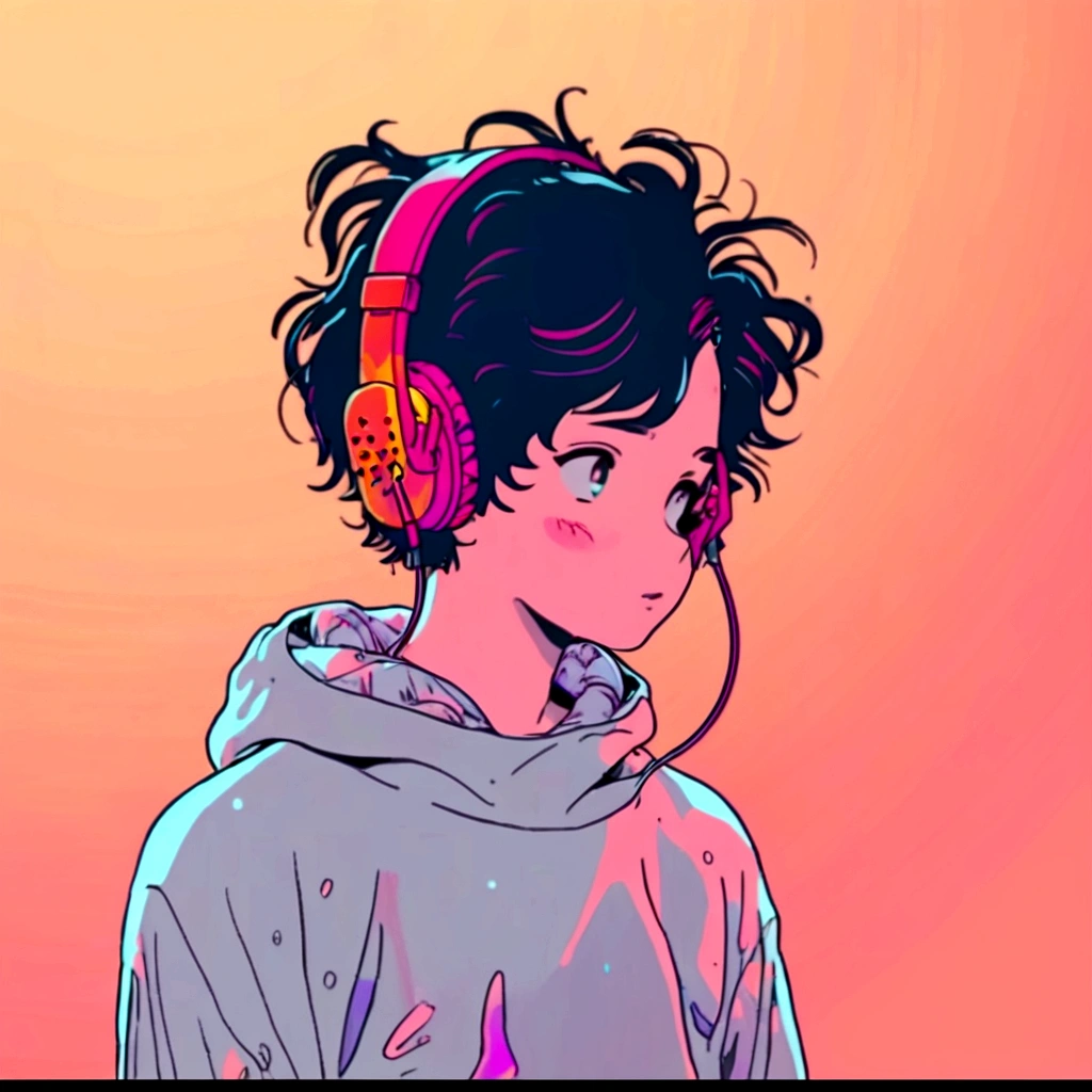 a close up of a person wearing headphones and a hoodie, lofi artstyle, chillhop, lofi art, lofi hip hop, lofi feel, lofi portrait, lofi colors, lo-fi art, lofi vibes, lofi aesthetic, listening to music, lo fi colors, vibing to music, lofi girl, headphones