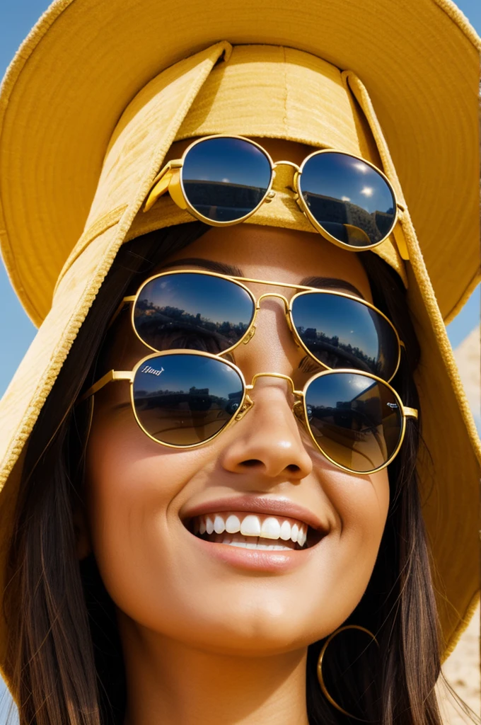 Piramid head with smiley face and sun glasses