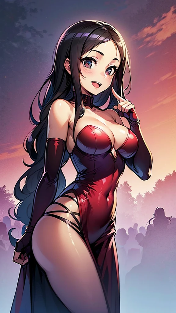 Beautiful woman、 ((Open Finger Gloves, Five Fingers)), (((Women's Mixed Martial Arts, Martial Arts)))、Fighter、和服のFighter、Brown Skin、Rin々Funny face、Fighting Pose