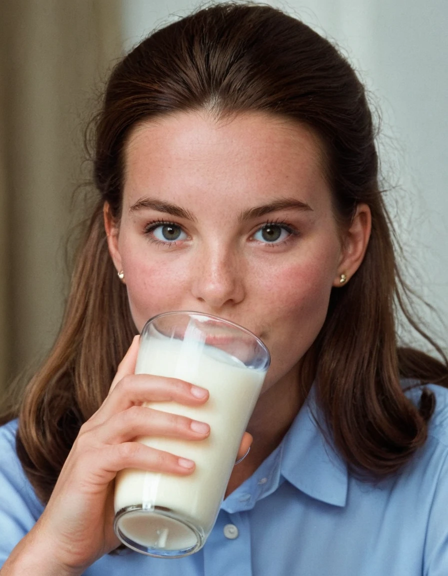 young kate, face, drinking milk