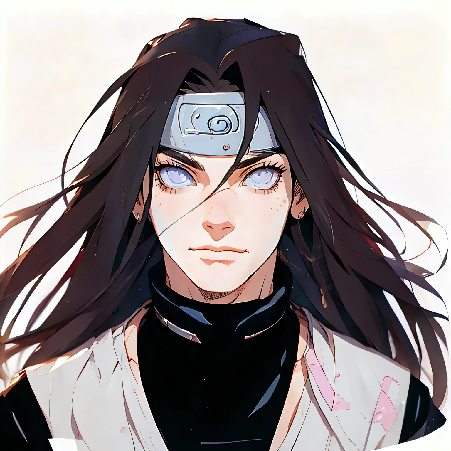 a close up of a person with long hair and a shirt, with her long black hair, lindo androgynous prince, Delicate Neji, androgynous prince, with long dark hair, anime handsome man, Neji Hyuga, ilya kuvshinov with long hair, with long hair, cute anime pose, tall anime guy with lilac eyes, handsome guy, with long brown hair.
