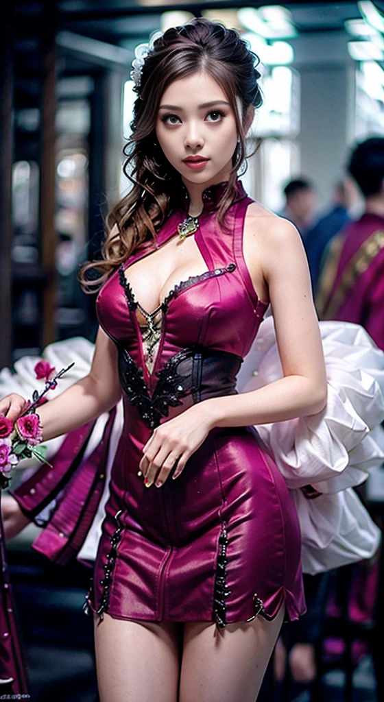 Gorgeous 18 year old Asian girl, war, special effects, magician, detail, monster, movie lighting, atmospheric perspective, 8k, super detail, high detail, high detail, high quality, high resolution, masterpiece, raphtalia cosplay costume with tail and ears, uninhabited tokyo city shinjuku, long messy wavy brown hair, big breasts, nsfw
