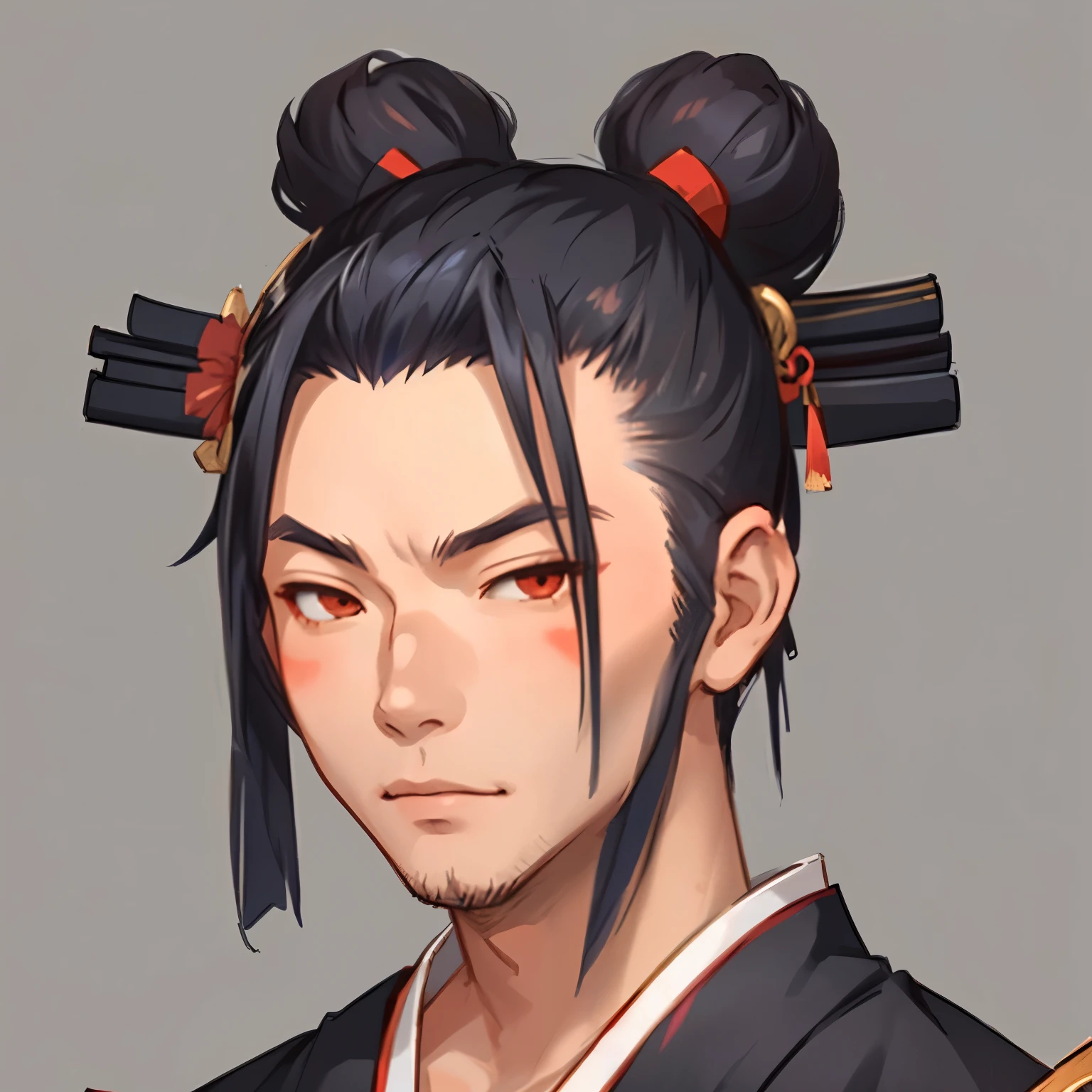 a close up of a person in a linge，With a certain hairstyle and a red bow, Onmyoji portrait, Geisha Hairstyle, 《Genshin Impact》Zhongli, yasuke 5 0 0 px model, heise jinyao, Onmyoji, Katana Zero Video Game Character, Close-up characters, Onmyoji detailed art, Keqing from genshin impact