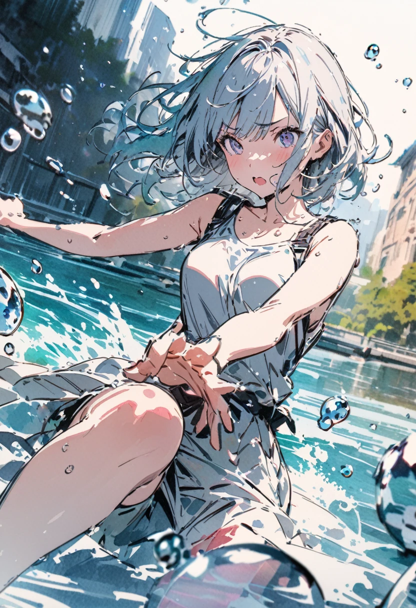 masterpiece,highest quality,ultra-detailed,high-definition background,8K,hi-res,high quality,BREAK,Water Drop,girl, japanese manga style, sketch, Watercolor Colors.