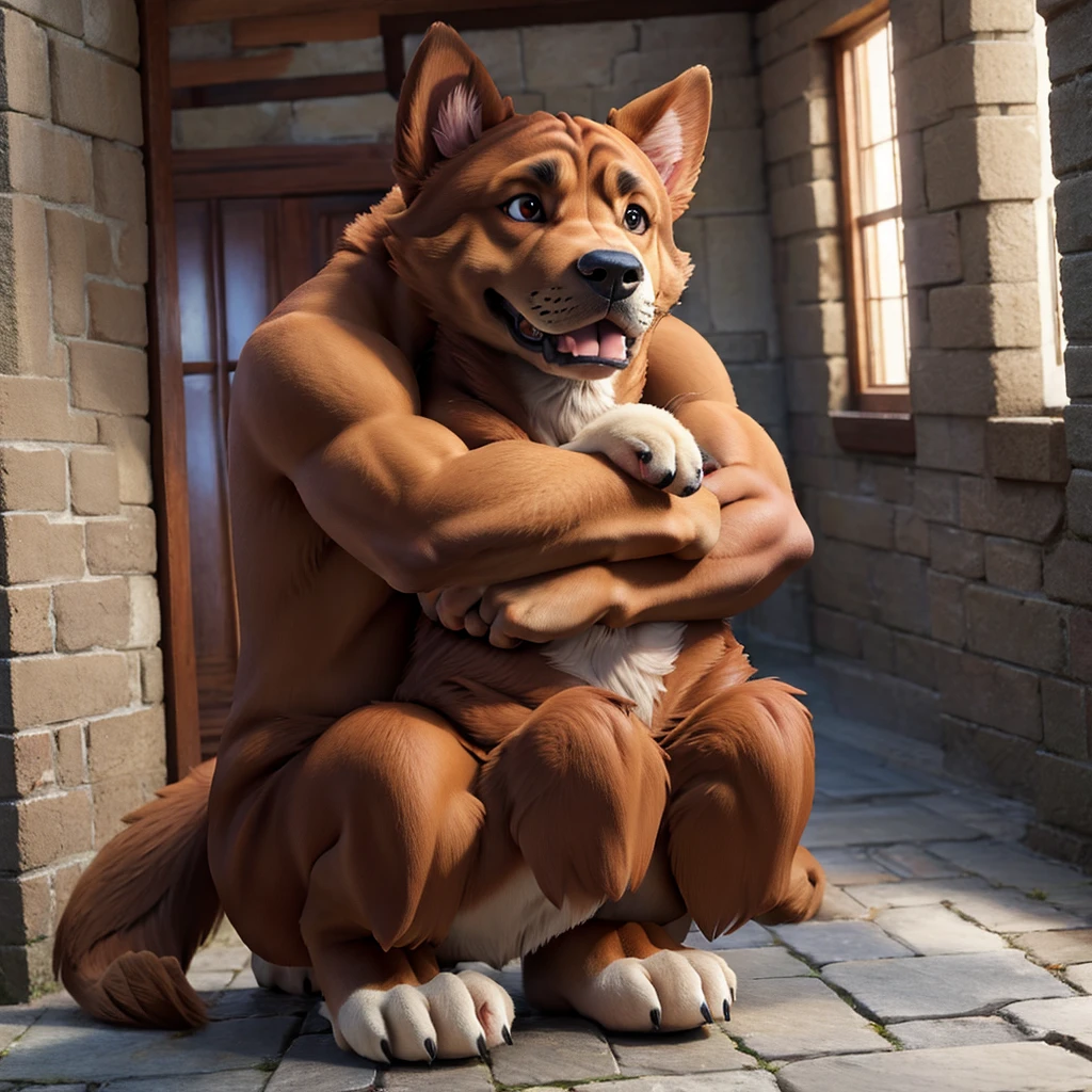Large Dogs、 hugging
