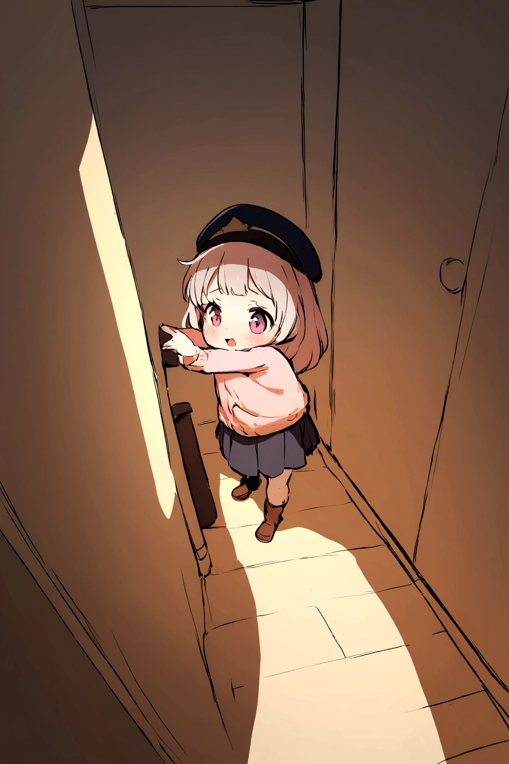 Horny police officer shows his penis standing in a corner to a lost 5-year-old girl 