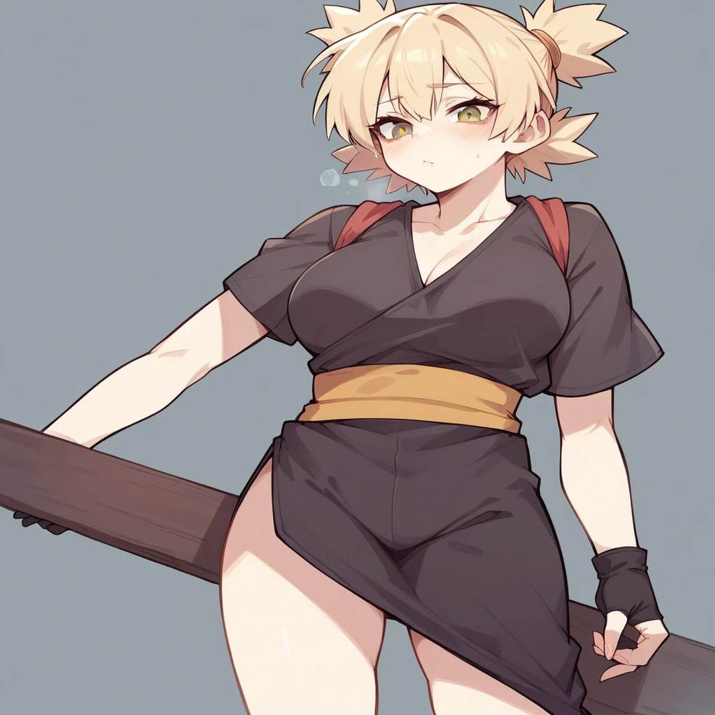1 girls, Temari, gray clothes, Short hair, Black gloves, Big breasts, high-detail