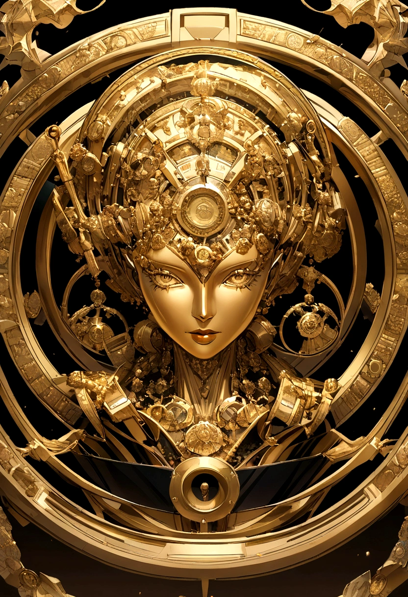 circle transparent logo,human arttificial intelligent maketing tools head in dollars gold cion,