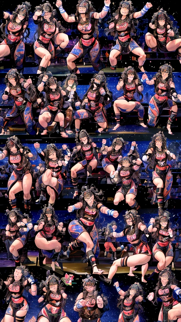 Beautiful woman、 ((Open Finger Gloves, Five Fingers)), (((Women&#39;s Mixed Martial Arts, Martial Arts)))、Fighter、和服のFighter、Brown Skin、Rin々Funny face、Fighting Pose、China dress、smile