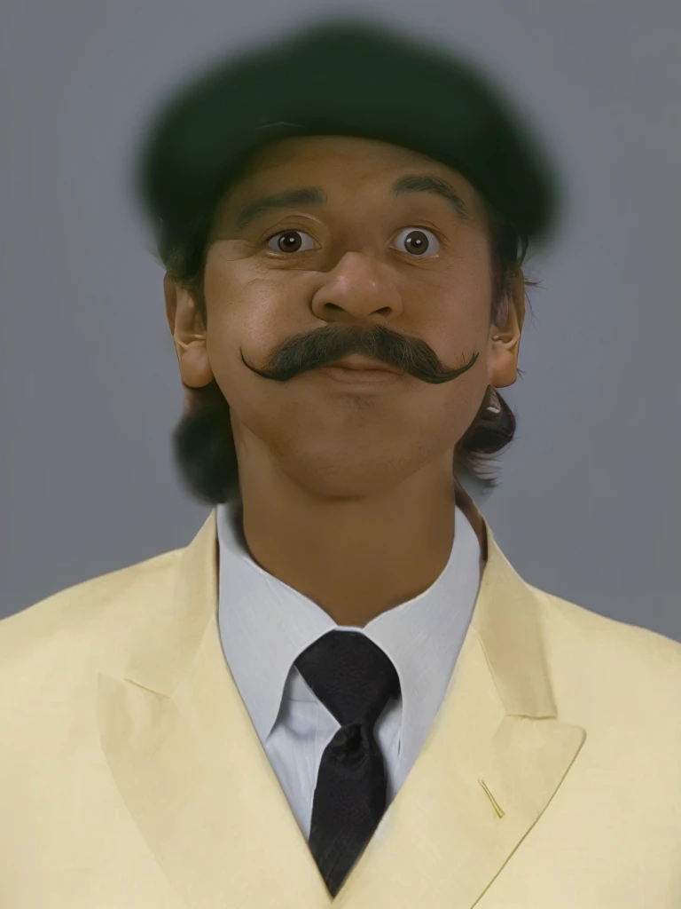 homem arafed with a mustache e terno e gravata, Dom Ramon, mario as a real person, with a mustache, big mustache, mexican mustache, big mustache, Portrait of Mr. bean, waluigi as a real person, portrait of Mario, in teh style of tony start, thick mustache, bushy mustache, raden saleh, velho with a mustache
