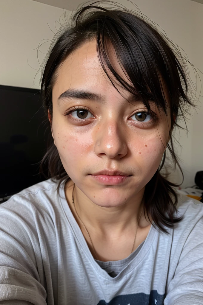An image of a developer  with chaotic and stressed out with dark circles and wokeup till 3 am also feeling sleepy and looking like homeless