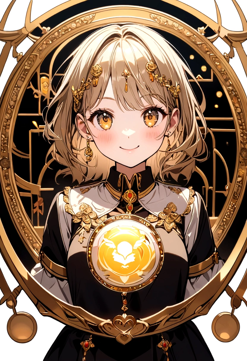 circle transparent logo,online classroom with AI in young girl smile face,gold