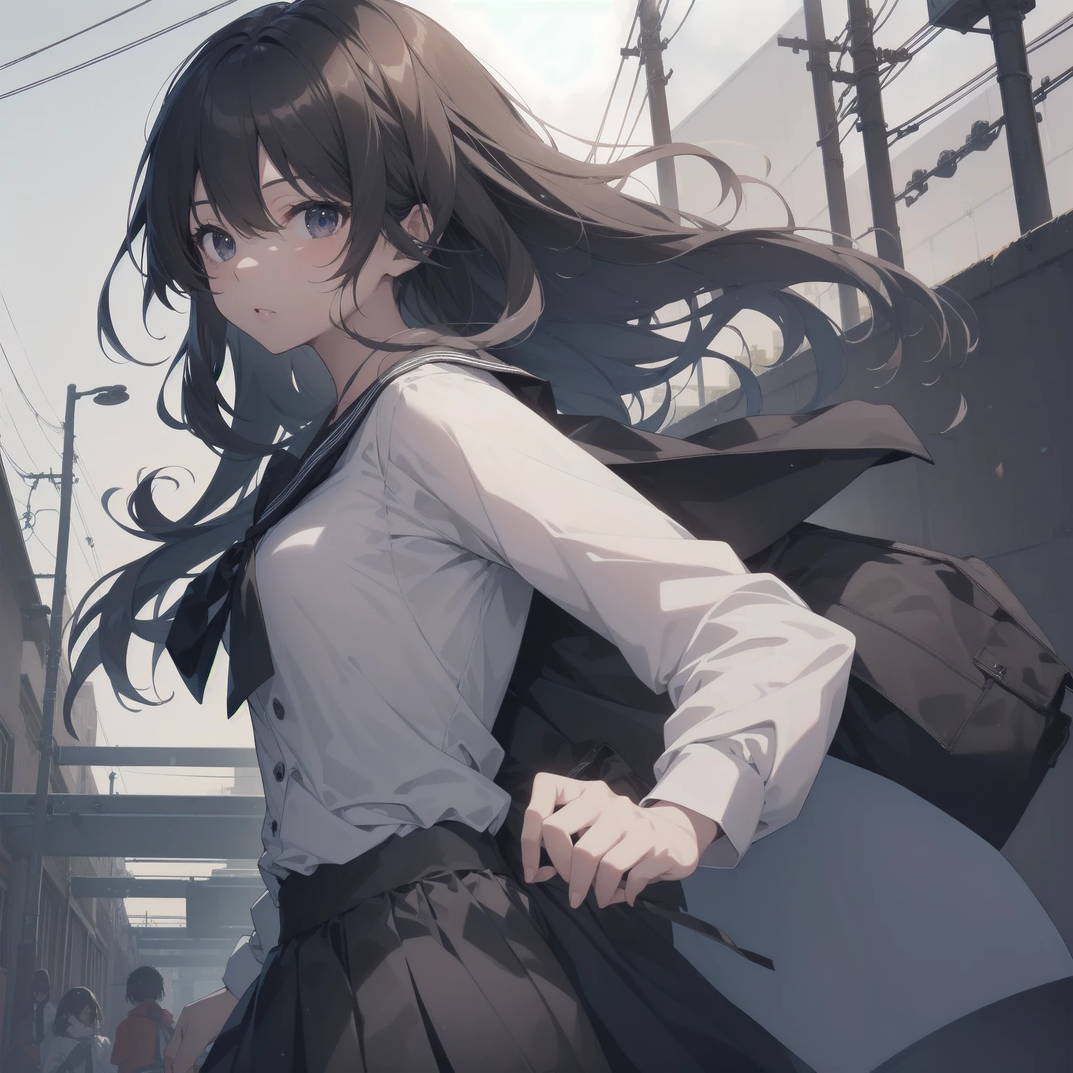 ultra-absurdres-Top quality by artist God, ultra-detailed, high resolution, anime moe artstyle, best anime 8k konachan wallpaper, pixiv contest winner, pool:2810, perfect ???????,break, 1girl, (Please draw a girl walking sleepily to school alone. )break,(Solo,little female, 13-year-old:1.3),Full limbs, complete fingers,a junior high school student, (very short hair), short cut, flat chest, , small butt, small black eyes, beautiful detailed eyes, well-proportioned iris and pupils, expressive eyes, highres detailed hair, soft expression, salor school_uniform, sailor collar, serahuku, bow, pleated skirt,(Detailed Lighting), (Detailed background), in the School commute route. break,super detailed skin, Best cinematic lighting powered by famous artist, 8k,beauty illustration,photoshop_(medium),very aesthetic,break,((artist:toosaka_asagi )), artist:clamp ,artist:carnelian ,artist:kantoku ,