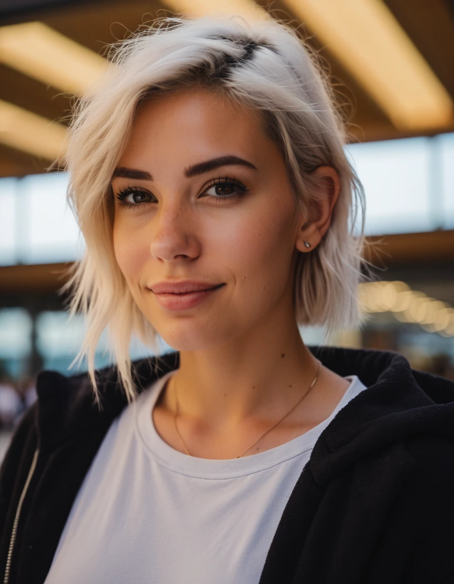 cinematic photo professional close-up portrait photography of the face of a beautiful (((ohwx woman))) at convention center during Afternoon, Nikon Z9 . 35mm photograph, film, bokeh, professional, 4k, highly detailed