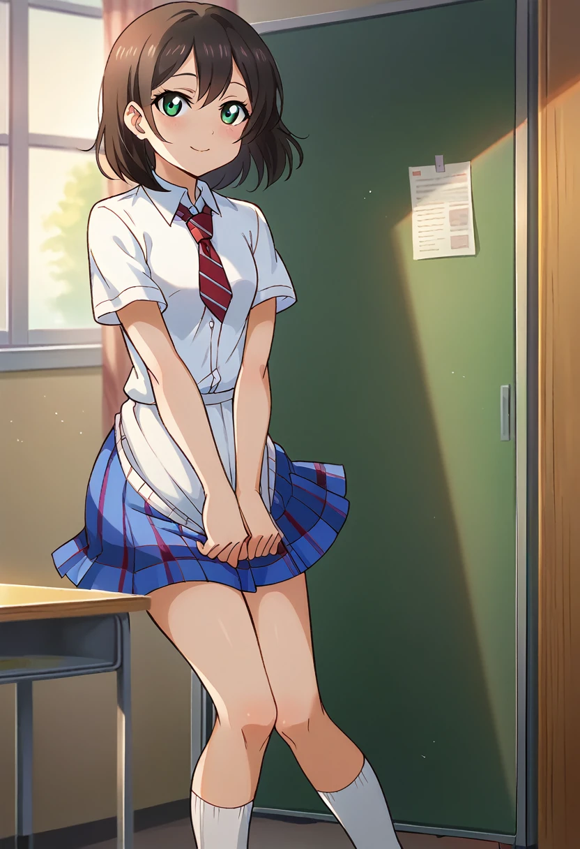 There is a Sri Lankan woman wearing a white dress and a red tie, Wear school uniform, Wear a school uniform, A female student posing, girl Wear uniform, In the bedroom, School girls, Next to the cabinet, Cute schoolgirl, age schoolgirl, dress up as , Photos taken with Canon 5d, Medium Portrait, Wear  