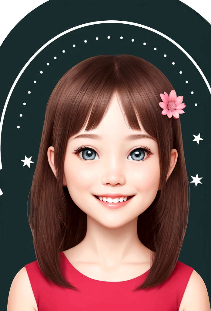 circle transparent logo with AI online course in young girl smile face