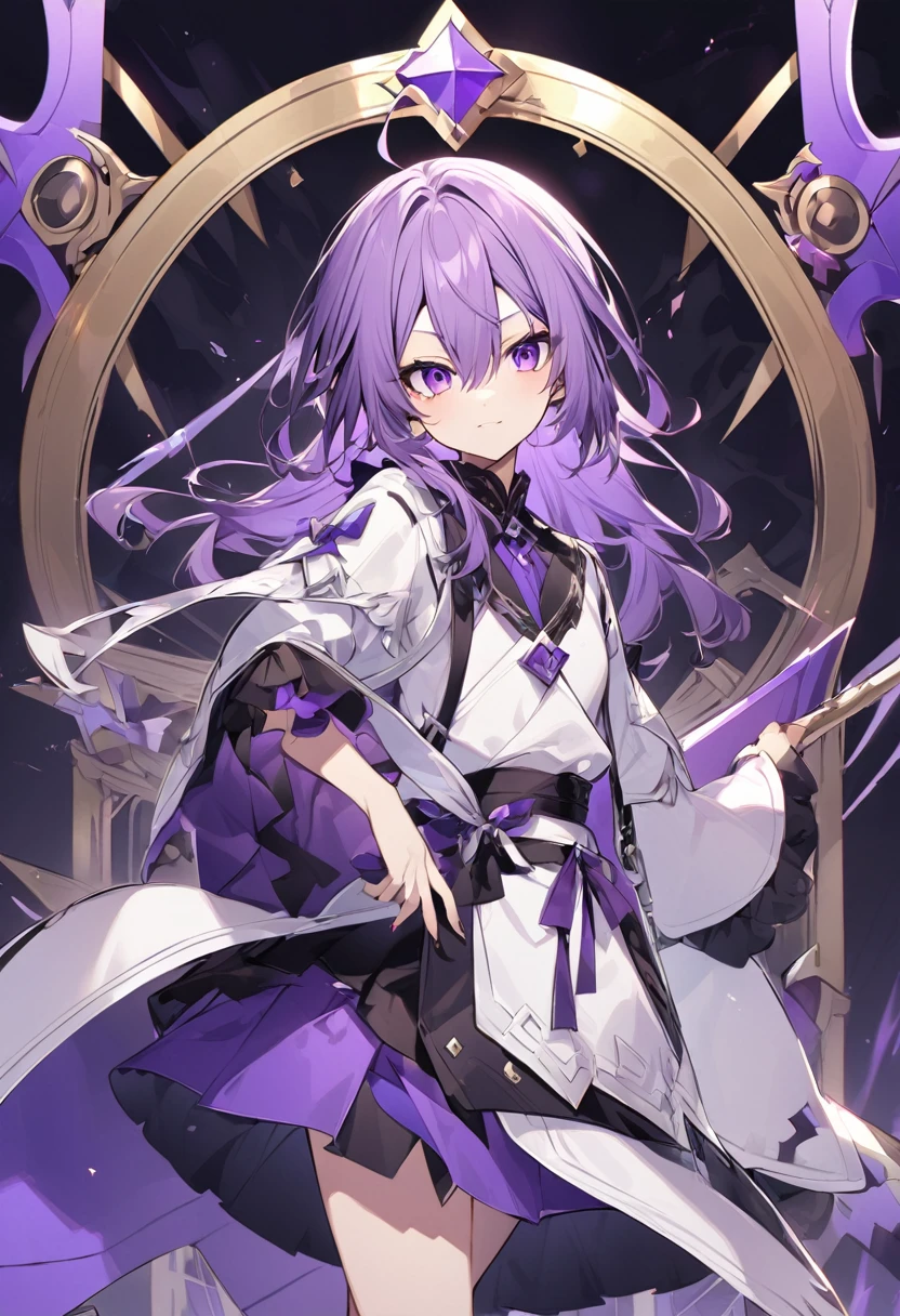 Keito。Purple Eyes。Purple Hair。Purple Halberd