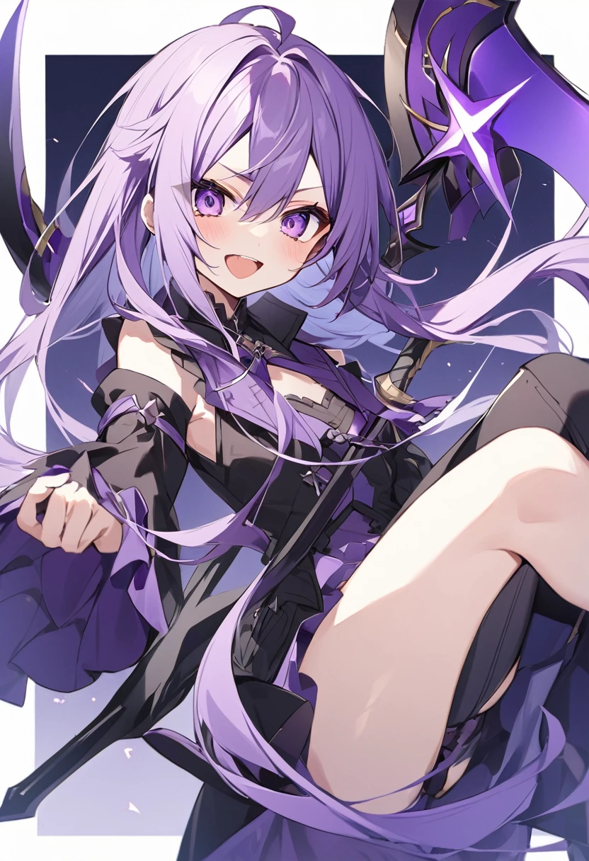 Keito。Purple Eyes。Purple Hair。Purple Halberd