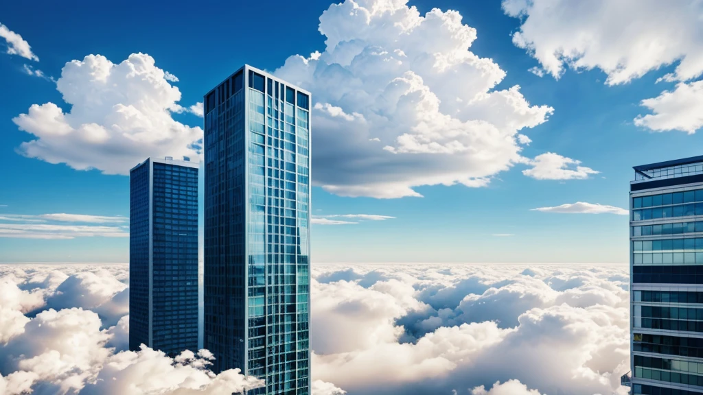 moving clouds over building in anime style
