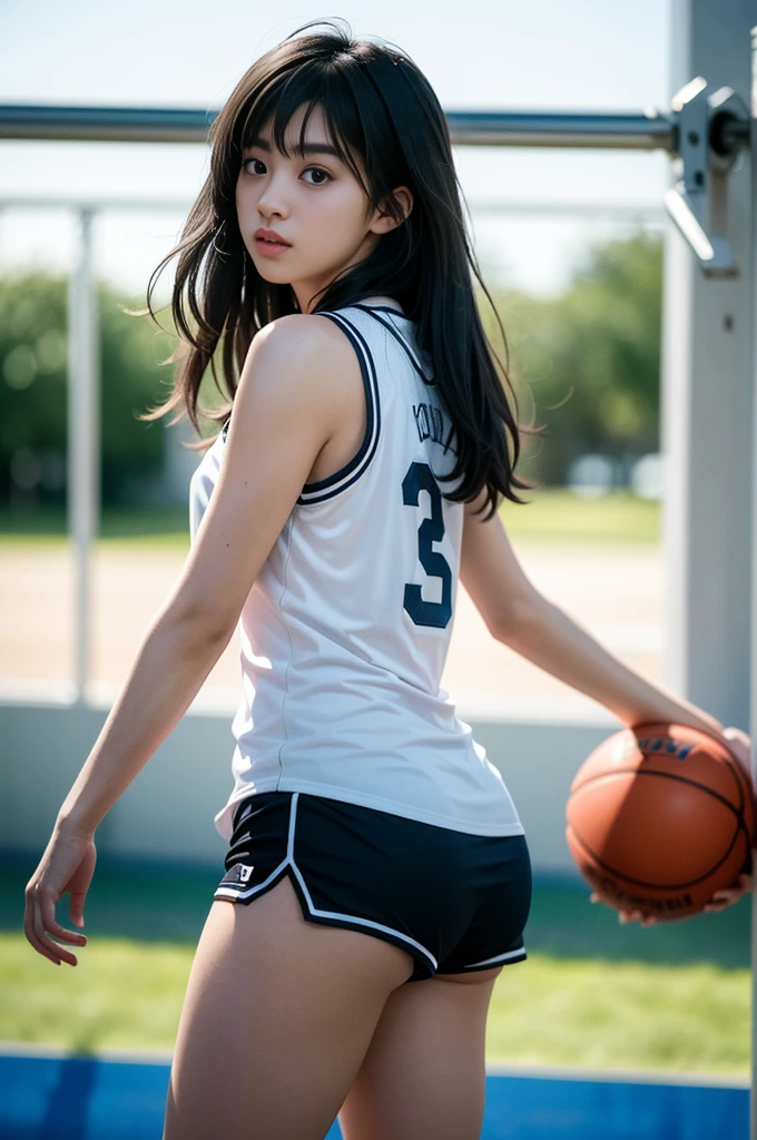 (8k, best quality, masterpiece:1.2), (realistic, photo-realistic:1.37), ultra-detailed,best quality, ultra high res, professional lighting, photon mapping, radiosity, physically-based rendering, cinematic lighting, basketball court,depth of field, sharp focus,sunbeam, good composition,(bokeh:1.2) 1girl,solo,(full body), (closed mouth),beautiful detailed eyes, pose, narrow waist,basketball uniform, black hair,messy hair,long hair floating in wind,(ulzzang-6500:1.2)
mix4, hiqcgbody