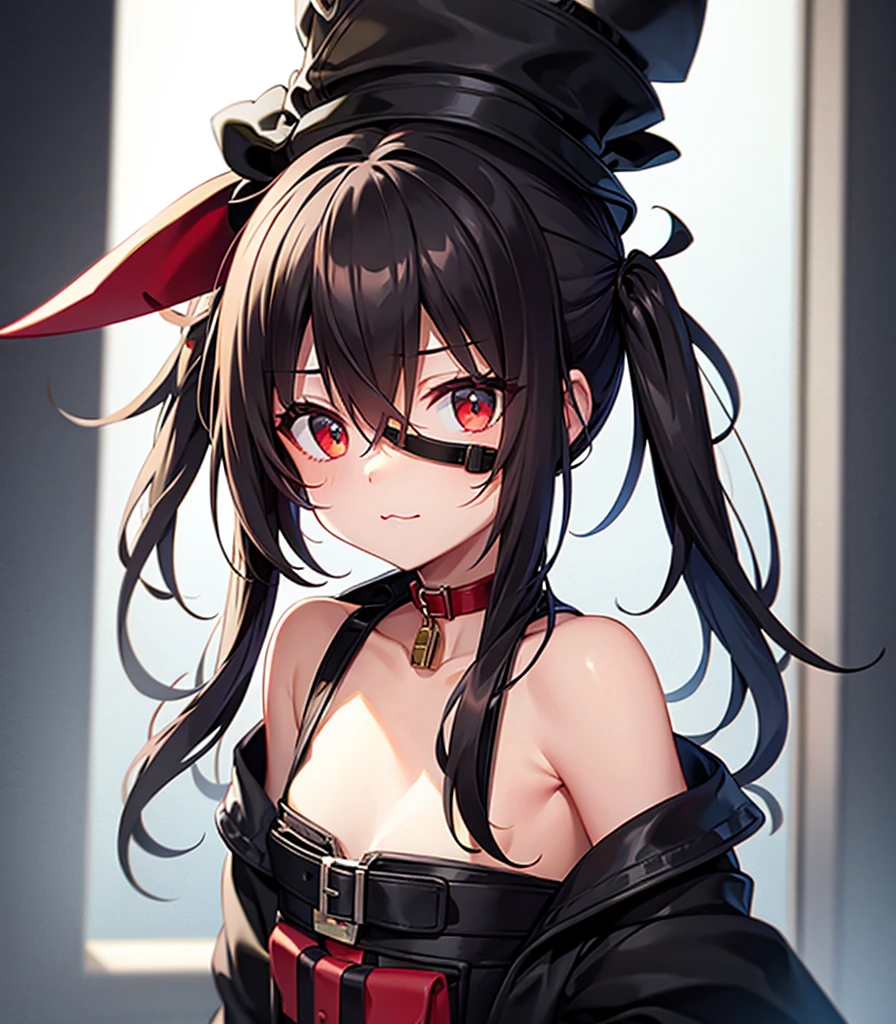 ((Red choker)),((padlock)),((Ball gag)),((Eye mask)),(SM),(In a naughty way),Cute little ,Tiny ,Small girl,,Childish face, Very fine clean face,Top quality, Subtle light, Soft lighting,Light from directly behind, With bust up,Front view,prison