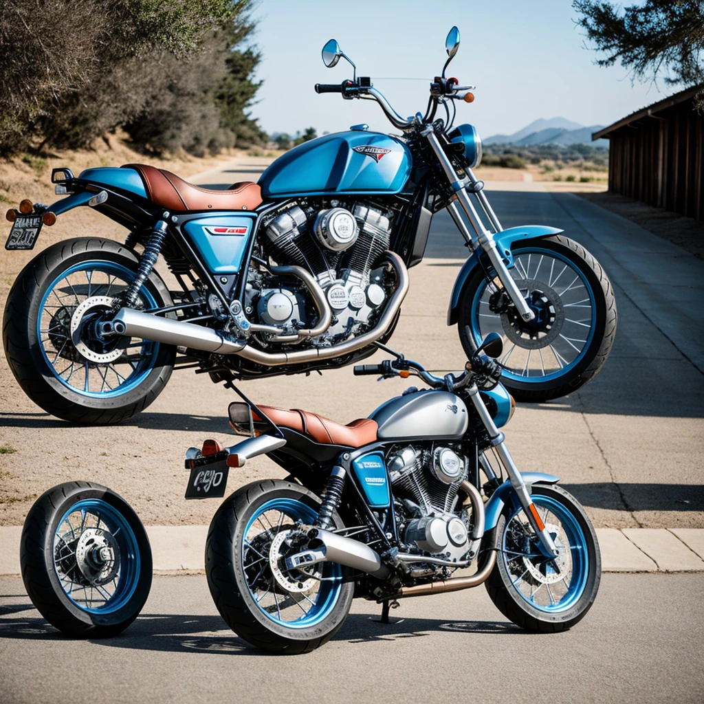 vento rocketman motorcycle in nard gray with blue rims
