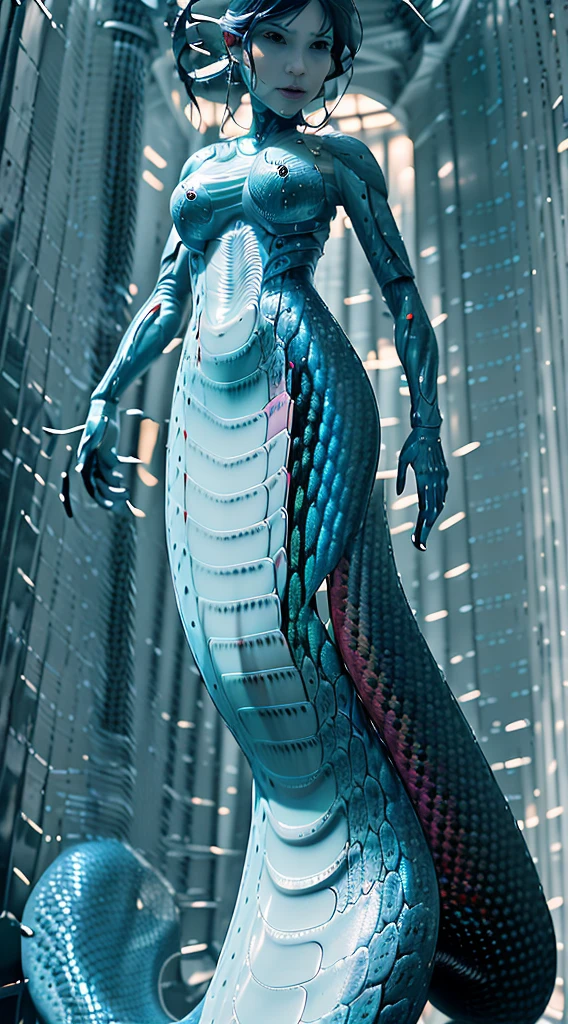 ((best qualtiy)), ((tmasterpiece)), (the detail:1.4),。.。.。.。.。.3D, A beautiful cyberpunk female image,（Elongated snake tail:1.3），mechanical snakes，sci-fy，hdr（HighDynamicRange）,Ray traching,NVIDIA RTX,Hyper-Resolution,Unreal 5,Subsurface scattering、PBR Texture、post-proces、Anisotropy Filtering、depth of fieldaximum definition and sharpnesany-Layer Textures、Albedo e mapas Speculares、Surface coloring、Accurate simulation of light-material interactions、perfectly proportions、rendering by octane、Two-colored light、Low ISO、White balance、the rule of thirds、8K raw data、