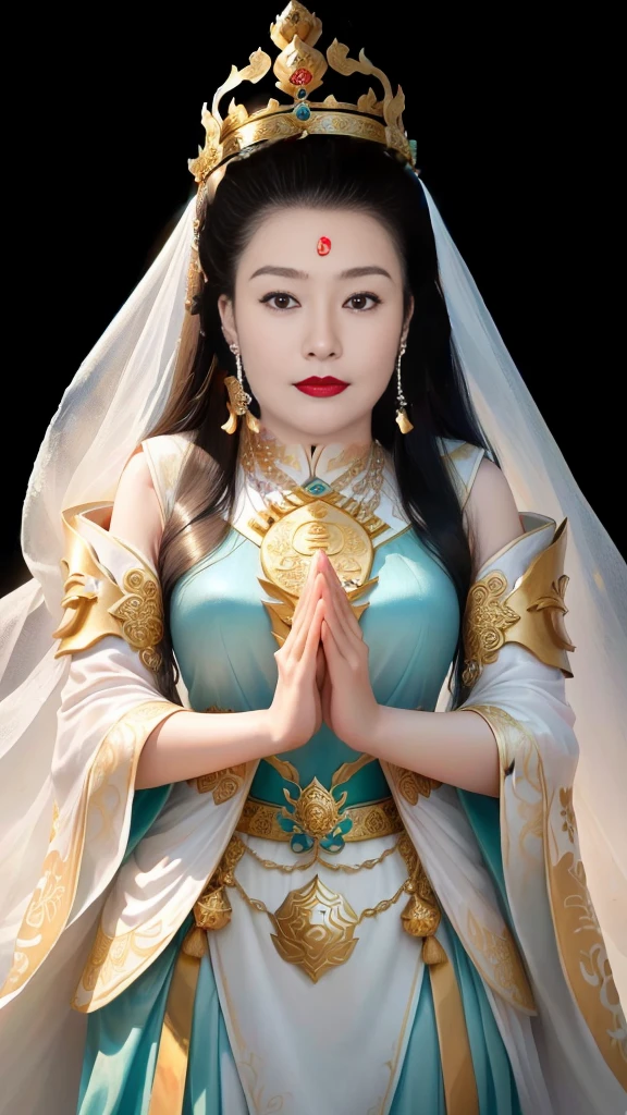 Wearing a dress and a teal dress,Wearing a golden crown on his head,Arad women covered in white sand, Queen of the Sea Mu Yanling, Inspired by Huang Ji, A young woman plays, Inspired by Yin Dourui, Chinese Queen, Inspired by Lv Ji, Inspired by Zhang Yin, Inspired by Wang Meng, Chinese Princess, Inspired by Qiu Ying