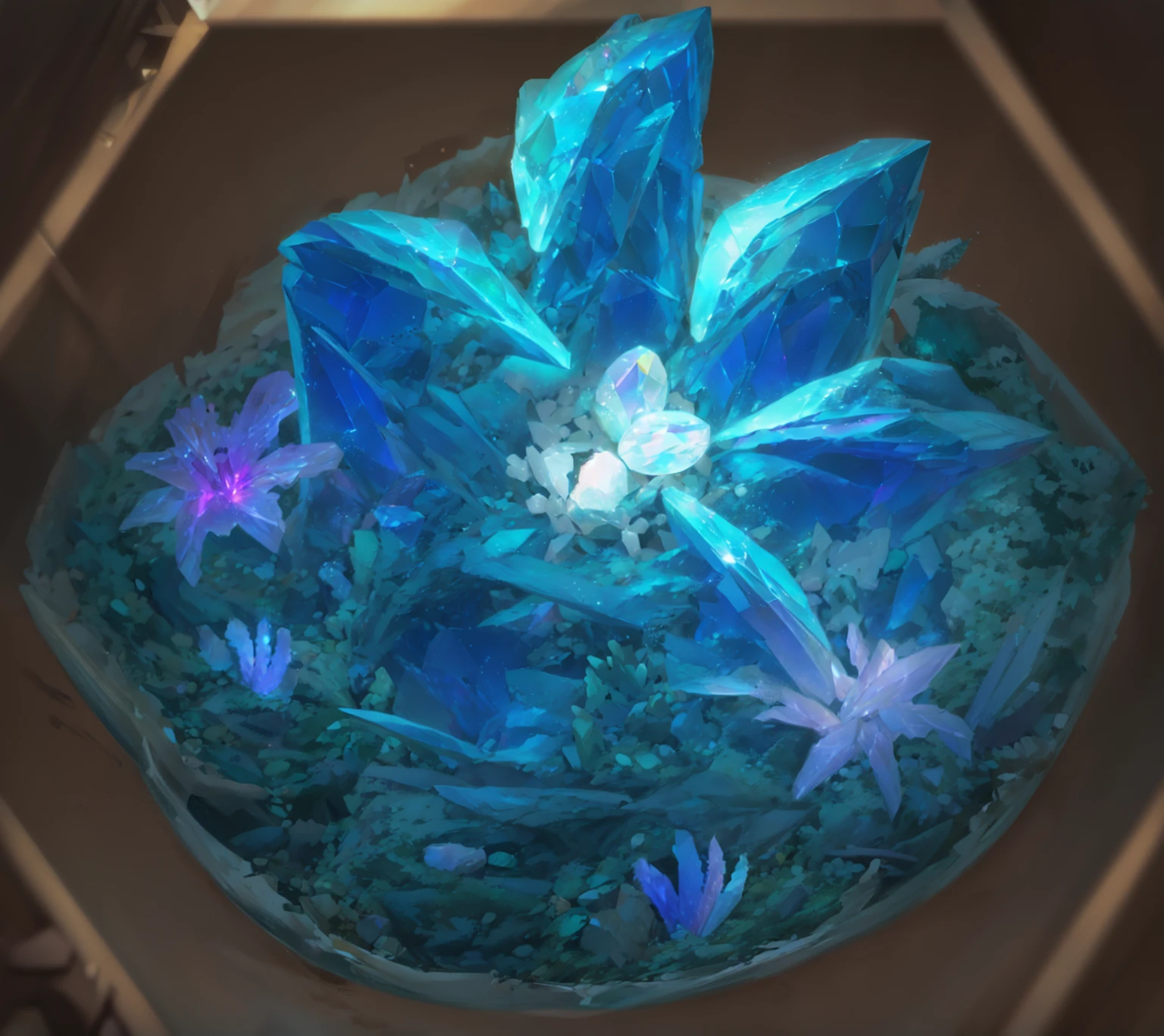 Design of crystal dragon claws formed by translucent crystals, The internal structure is clearly visible through the body. Playing with the refraction of light through crystals