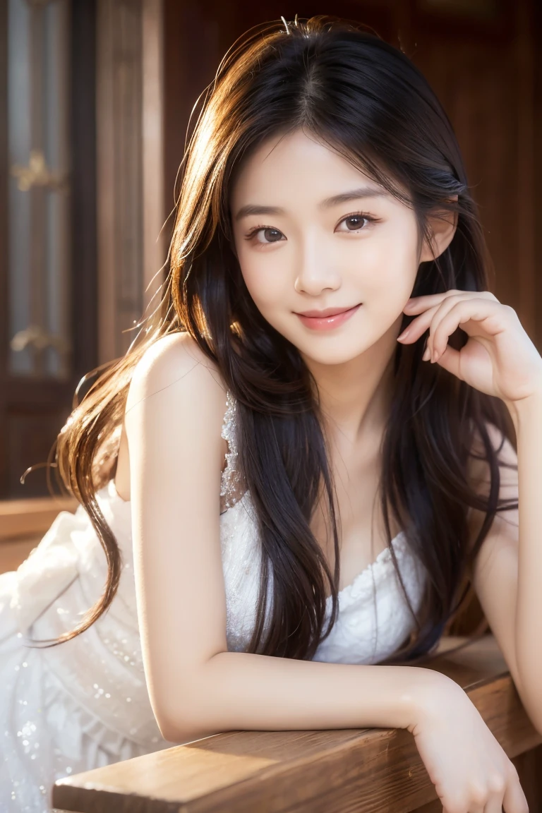 (Masterpiece), (Top Quality), (Realistic Photo), 8K Quality,
One Woman, Asian, Long Hair, Portrait, Beautiful Woman, (Perfect Beautiful Face), Purity, Smiling