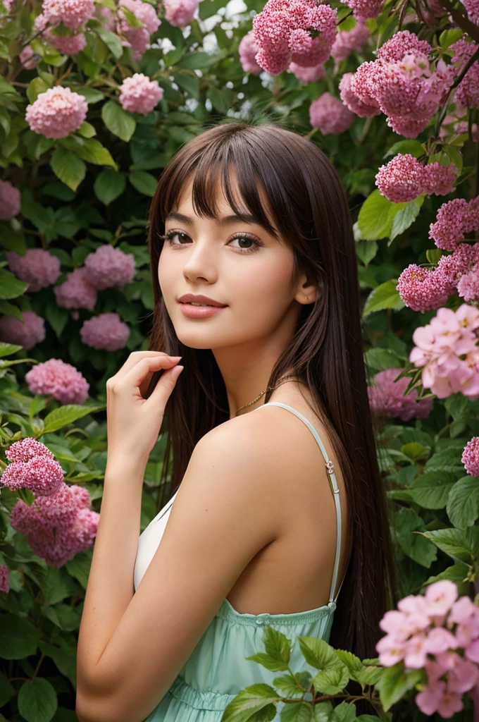 A 20 year beautiful girl in straberry garden
