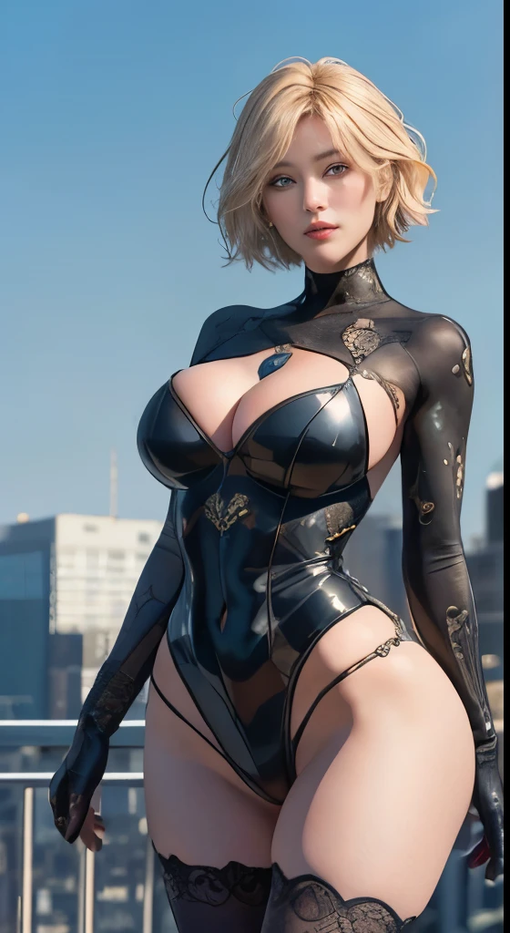 (Perfect Anatomy), (Highest quality), Realistic, (Live Action, Intricate details, Written boundary depth)、8k Very detailed, Perfect Face, Perfect body, Natural background bokeh.Huge breasts, Very big ass,Open、sexy、Glamour、blonde、Short Bob、Transparency、Perfect appearance、 whole body、From head to thighs、Perfect appearance, Natural soft light, Anatomically correct((太ももを含むwhole body)),((SFW:1.5)),
night、skyscraper、Phantom Thief Costume、whole bodyタイツ