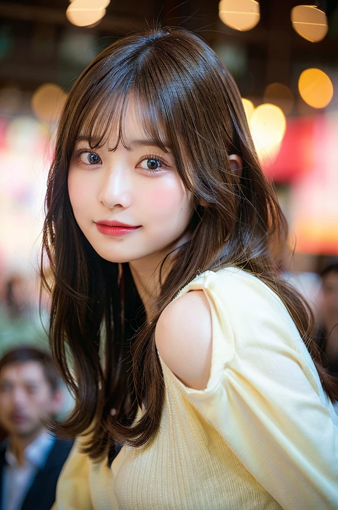 (masterpiece:1.5)、(Realistic:1.5)、(Highest quality:1.4、8K、RAW Photos)、 Ultra-high resolution、Professional Lighting、Perfect dynamic composition、Film Grain、chromatic aberration、(Bokeh:1.1)、 Frank、Sophisticated、charm、超Realistic、High detail、Golden Ratio、 girl)、細身のgirl、繊細でcharmgirl、Cute Woman:1.4、 Serious expression、Looking at the audience、Light brown hair、Shiny Hair、Hairstyle: Long Hair、 Realistic looking skin、Laugh with your teeth showing、Beautiful Eyes、double eyelid、sexy