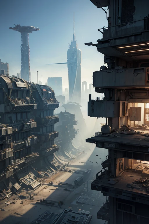 Highest quality、A ruined futuristic city、dim、Surrealism