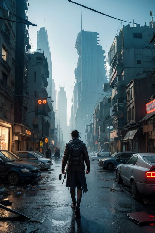 Highest quality、A ruined futuristic city、dim、Surrealism
