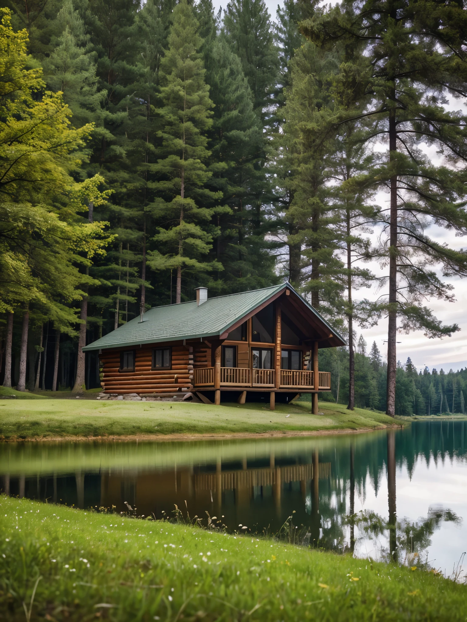 
arafed cabin on a grassy hill overlooking a lake and forest, a picture by Ivan Grohar, pexels contest winner, renaissance, build in a forest near of a lake, wood cabin in distance, lake house, cabin in the woods, cottagecore, log cabin, solitary cottage in the woods, house in forest, wooden cottage