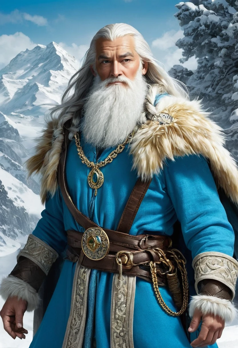 Thorin had a white beard and wore a sky-blue hood with a long silver tassel... Around his neck he wore a gold chain, to which he attached his grandfather&#39;s key. He wore a gold belt and jewels, and her socks were yellow. He was also considered quite tall for a dwarf, although its height was insignificant compared to other breeds.